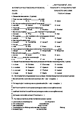 The forty - Five minute test subjects English 8